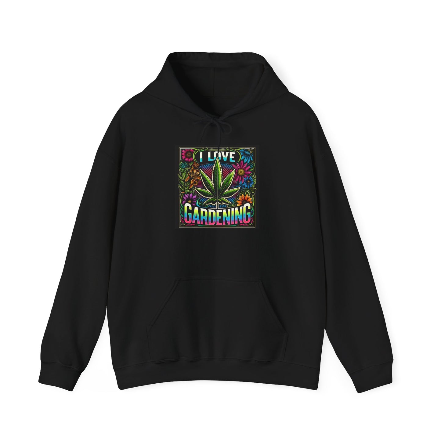 I Love Gardening Cannabis Hoodie – Colorful Weed Leaf Pullover