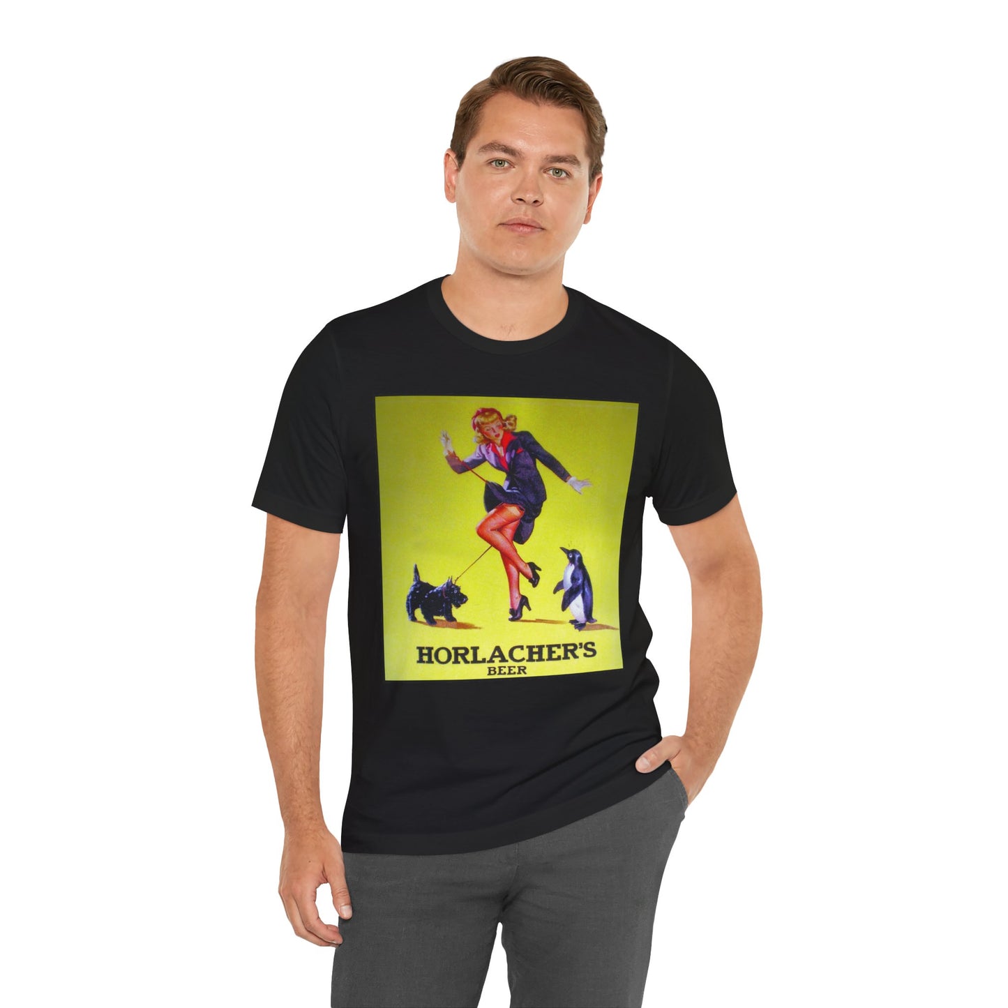 Vintage Horlacher's Beer Men's T-Shirt - Classic Brewery Ad