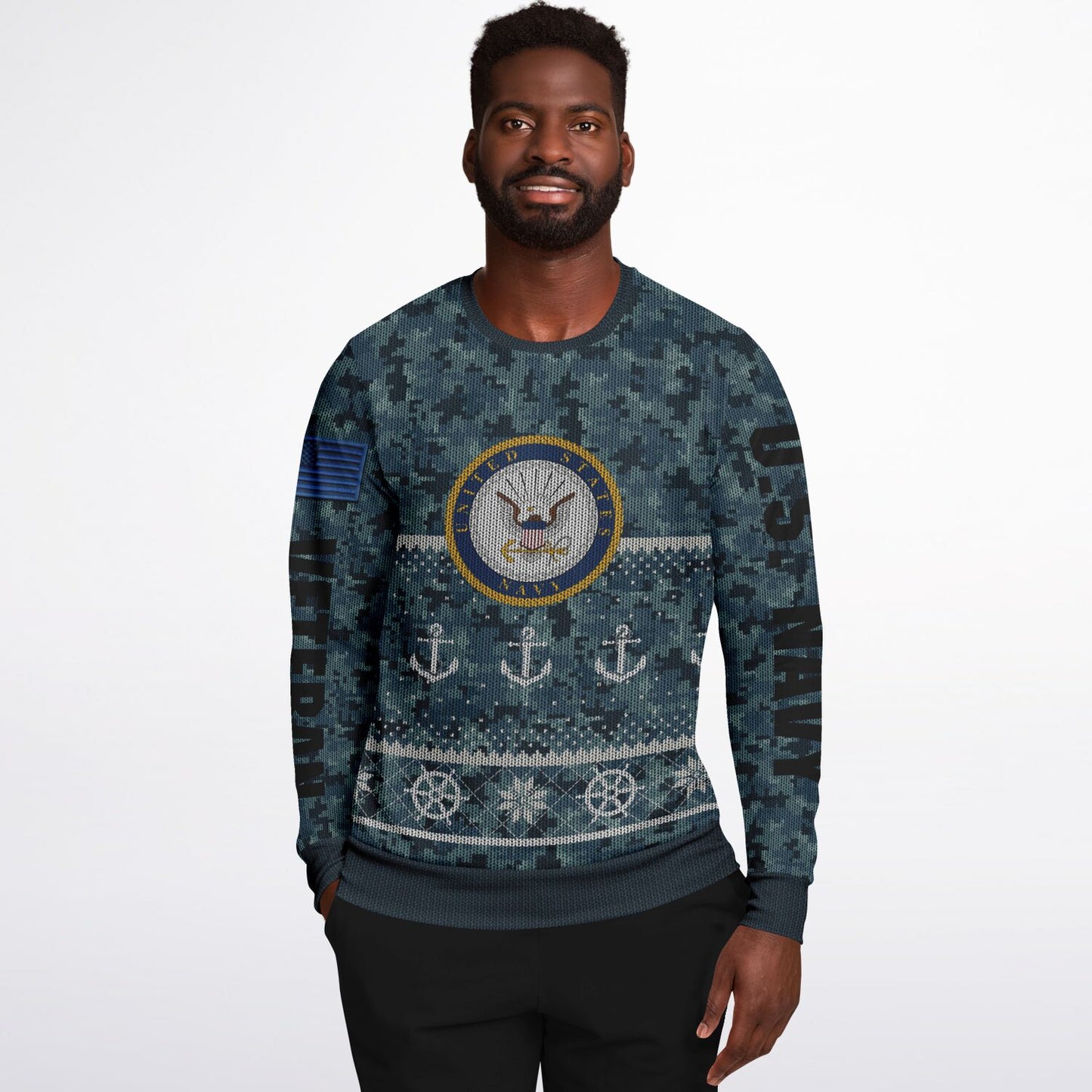 Navy Veteran Ugly Sweater Sweatshirt